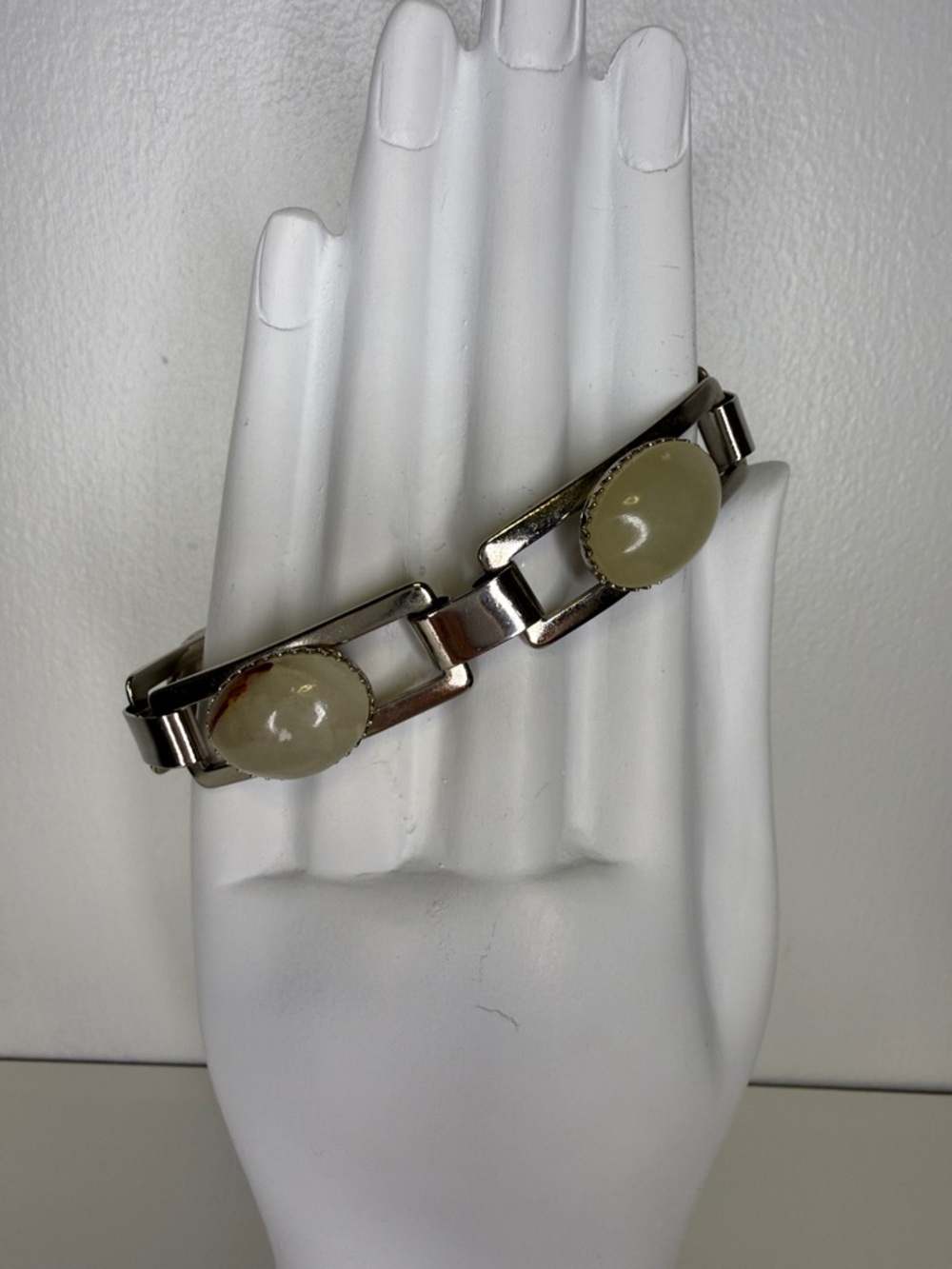 Silver Link Bracelet with Stone Accents